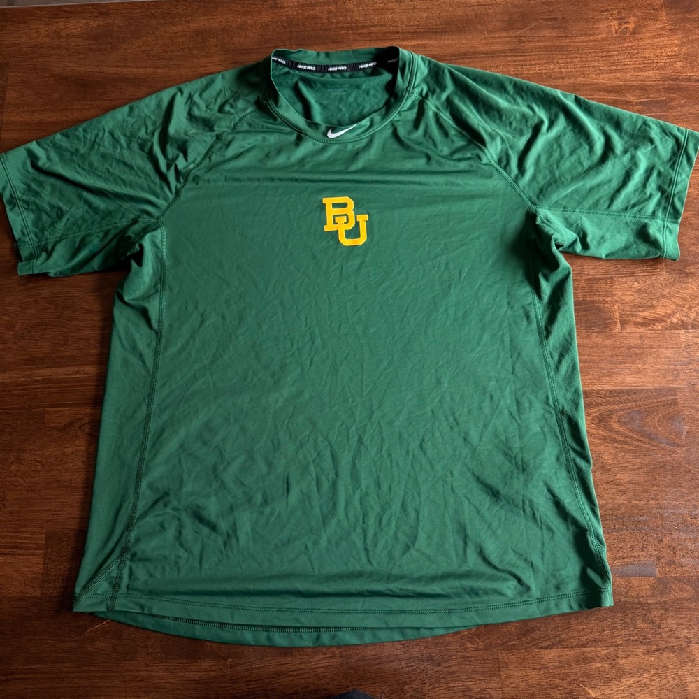 Nike Pro Team Issue Baylor Bears Mens XL Green Short Sleeve Training Shirt NCAA